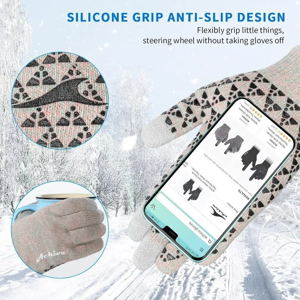 Women's Plum Pink Upgraded Touch Screen Thermal Soft Knit Lining Winter Gloves